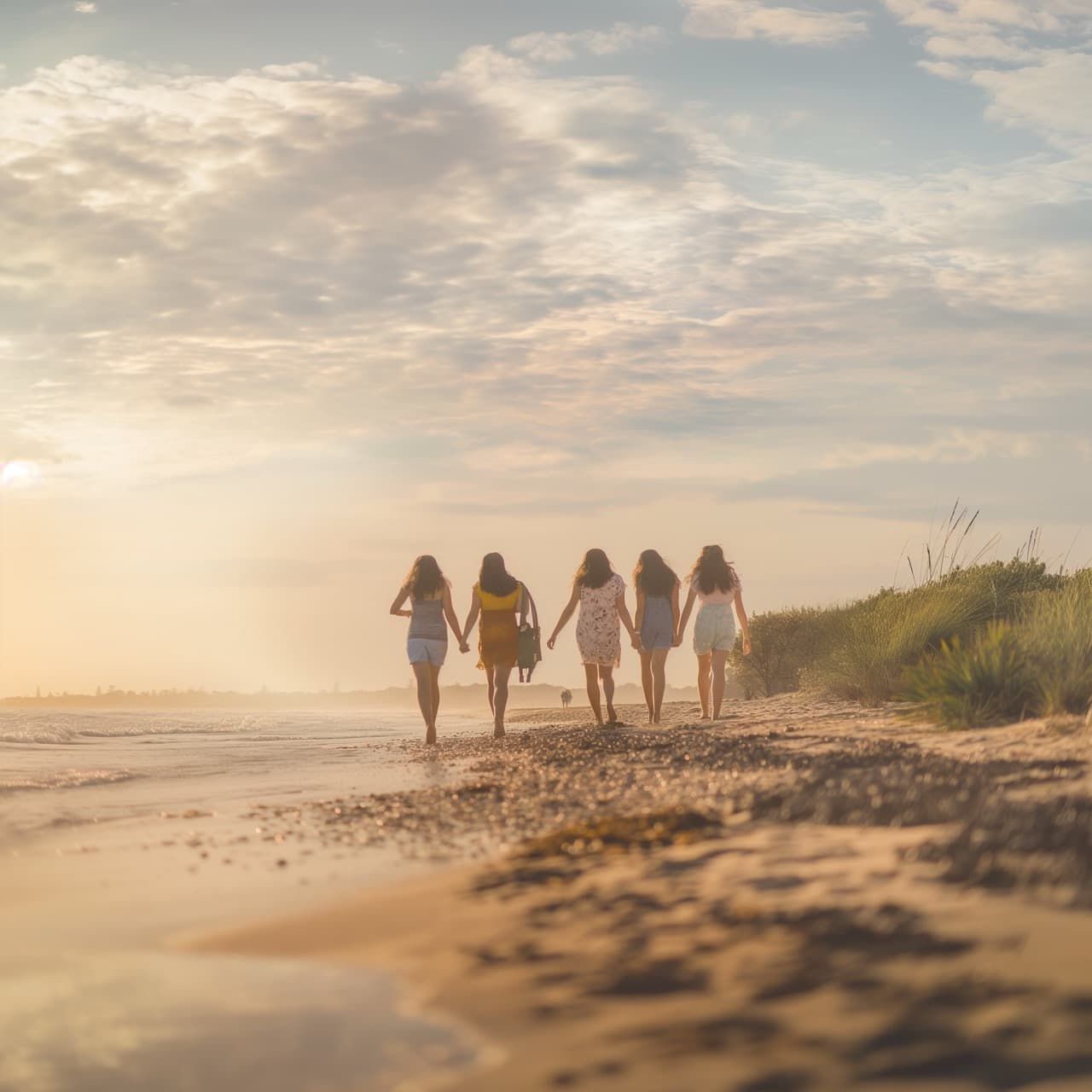 Family walking together on an Adelaide beach, symbolizing the journey of family therapy